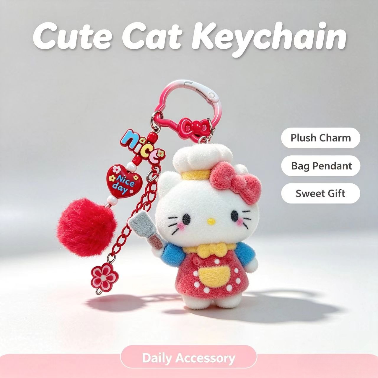 Fashion Flocked Cat Keychain C - đánh giá và giá Women Accessories Trendy