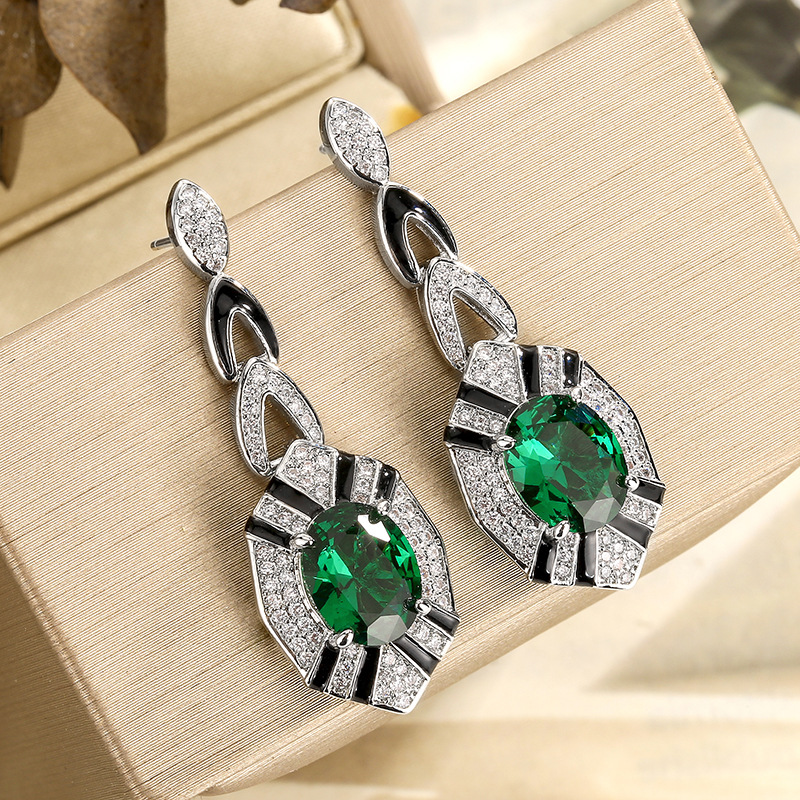 Art Deco Oval Cut Emerald Sapp - đánh giá và giá Women Jewelry Accessories For Black Dress