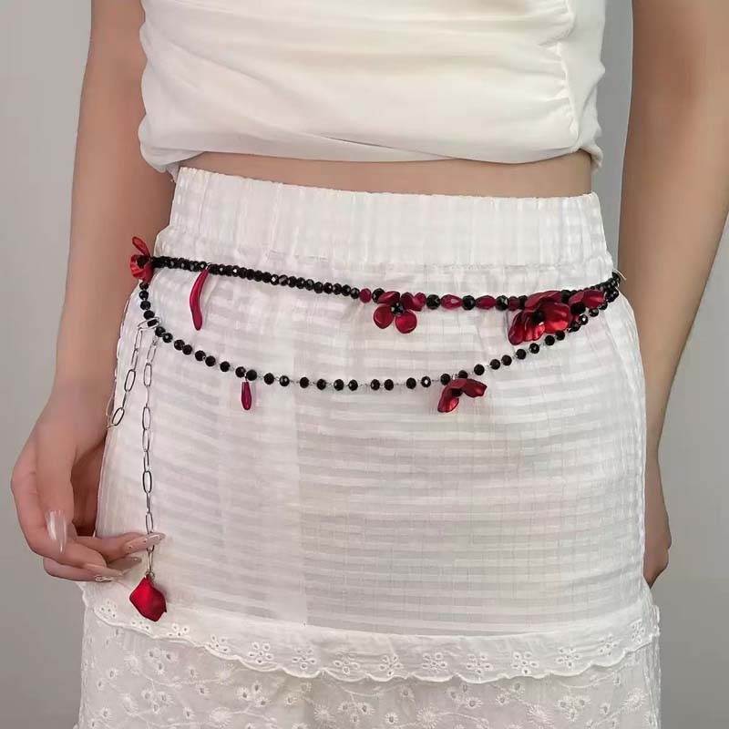 Vintage Red Flower Waist Chain - đánh giá và giá Women Jewelry Accessories For Black Dress