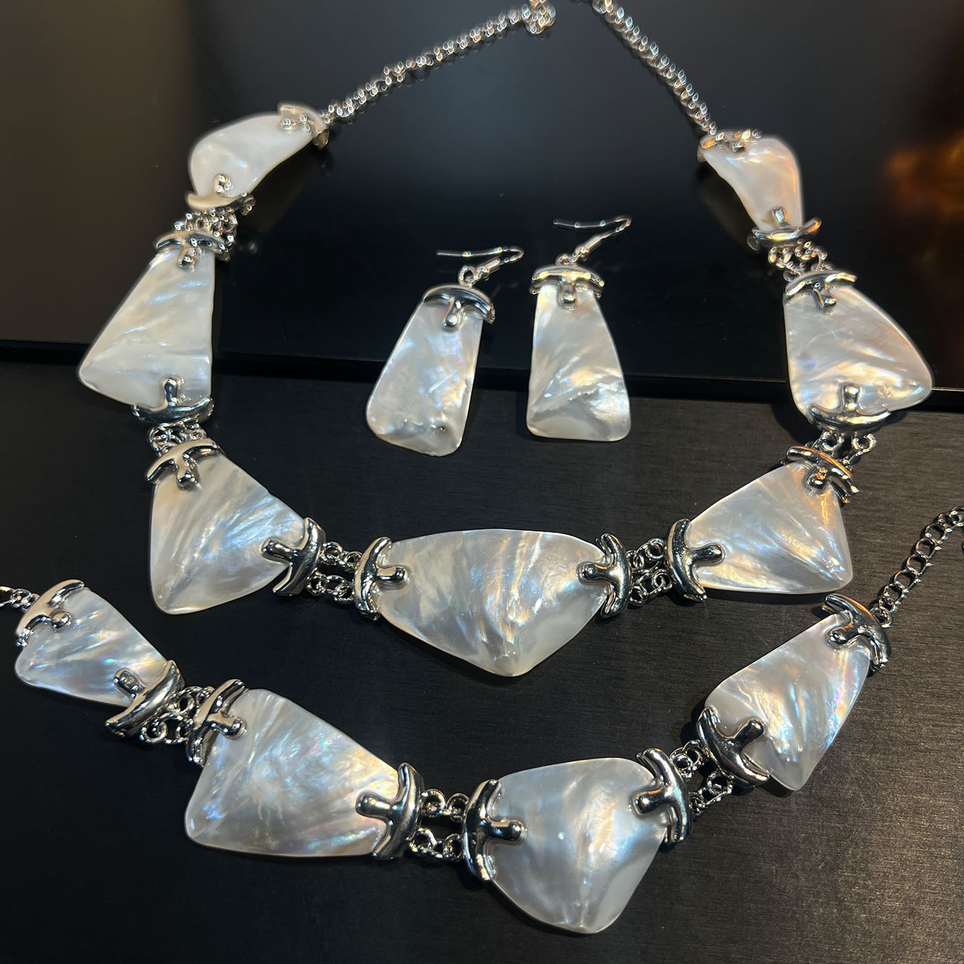Set Jewelry Abalone white blac - đánh giá và giá Women Jewelry Accessories For Black Dress