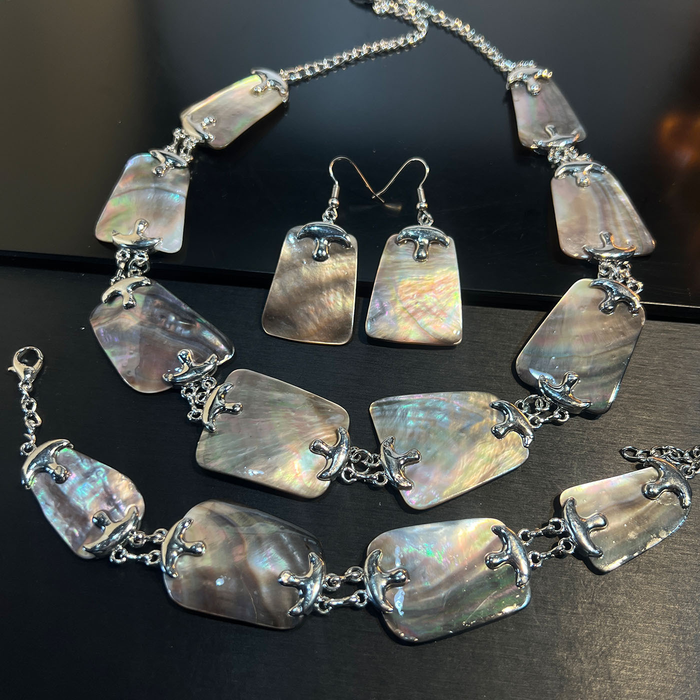 Set Jewelry Abalone white blac - đánh giá và giá Women Jewelry Accessories For Black Dress