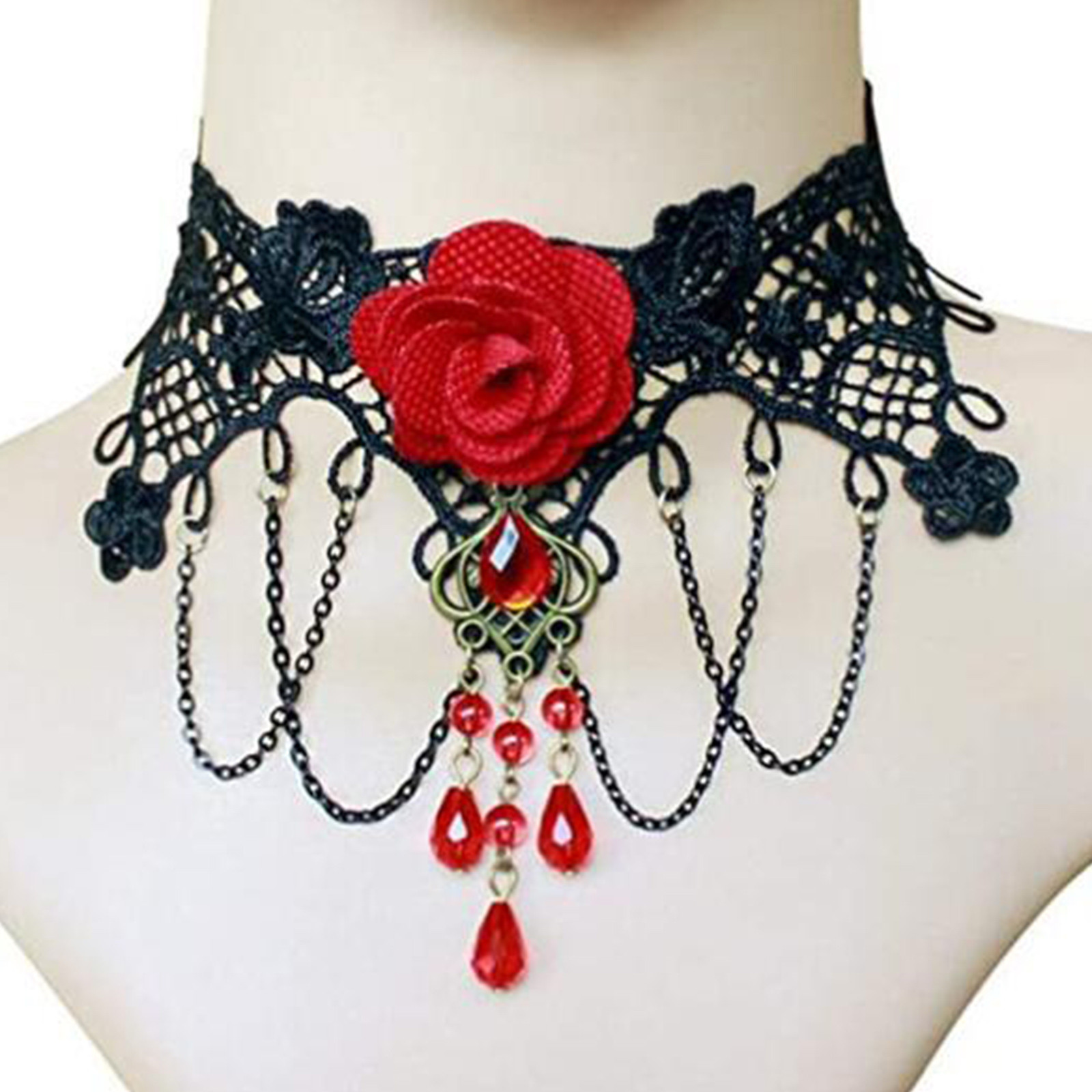 Court Gothic Black Lace Tie Ch - đánh giá và giá Women Jewelry Accessories For Black Dress