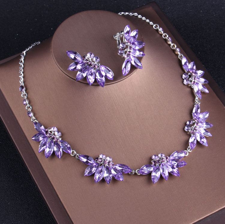 Quý Phái Pha Lê Tím Cô Dâu Bộ  - đánh giá và giá Women Jewelry Accessories For Black Dress