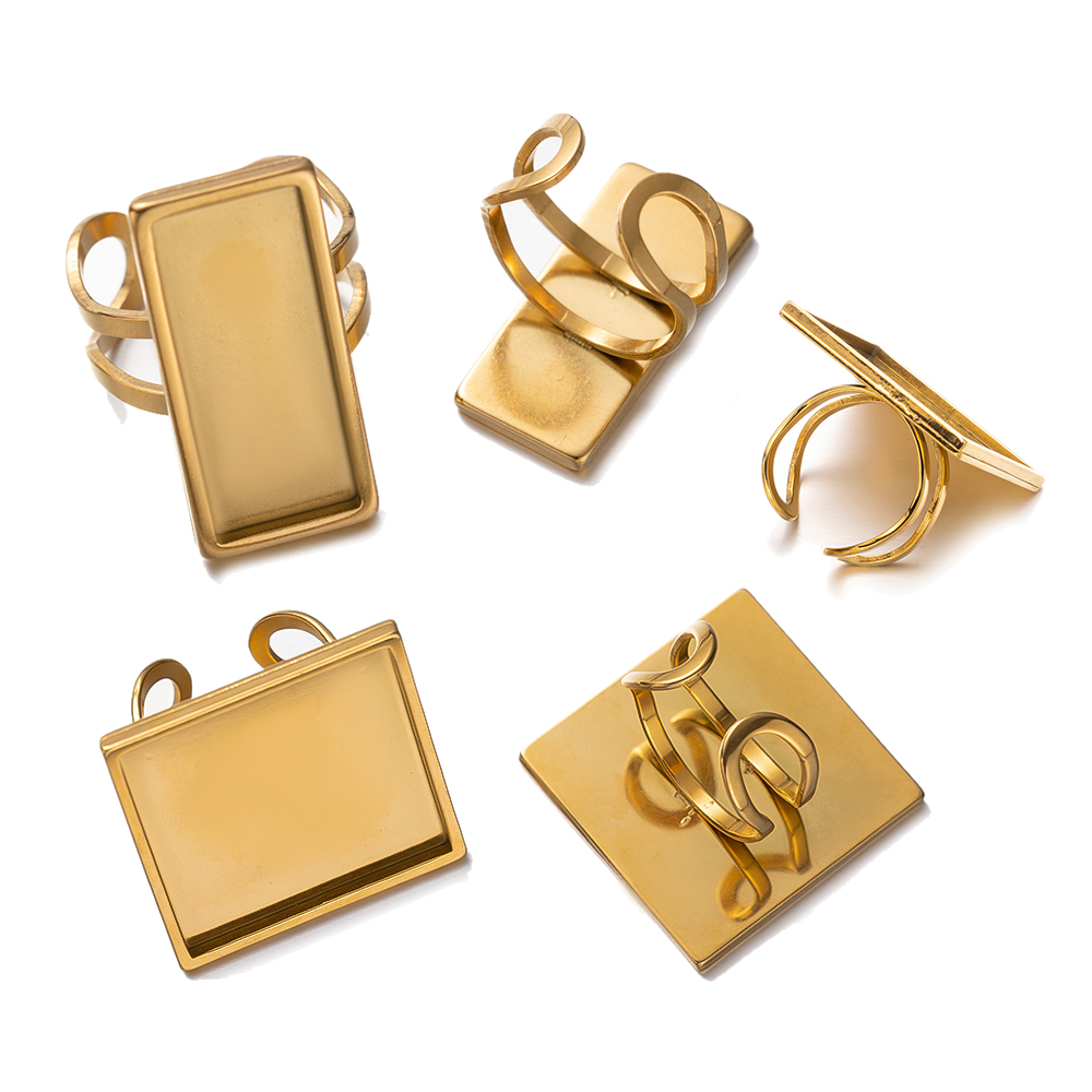 4Pcs  Stainless Steel Square O - đánh giá và giá Ring Set Adjustable